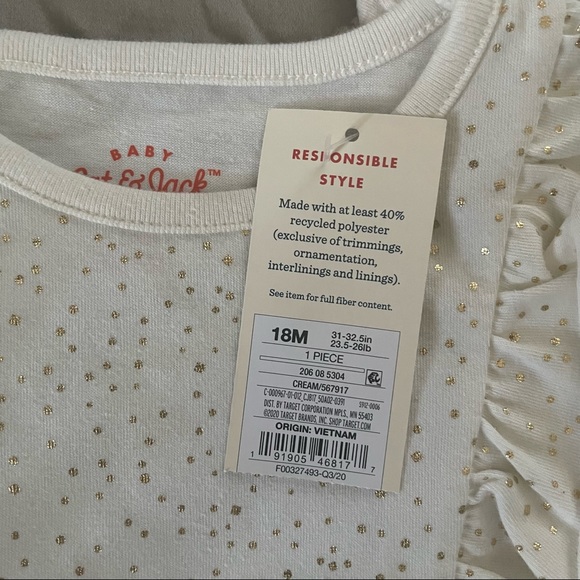 NEW Long Sleeve Onesie 18mos / Baby GAP Disney Full Length Onesie 12-18mos cream - Picture 4 of 5